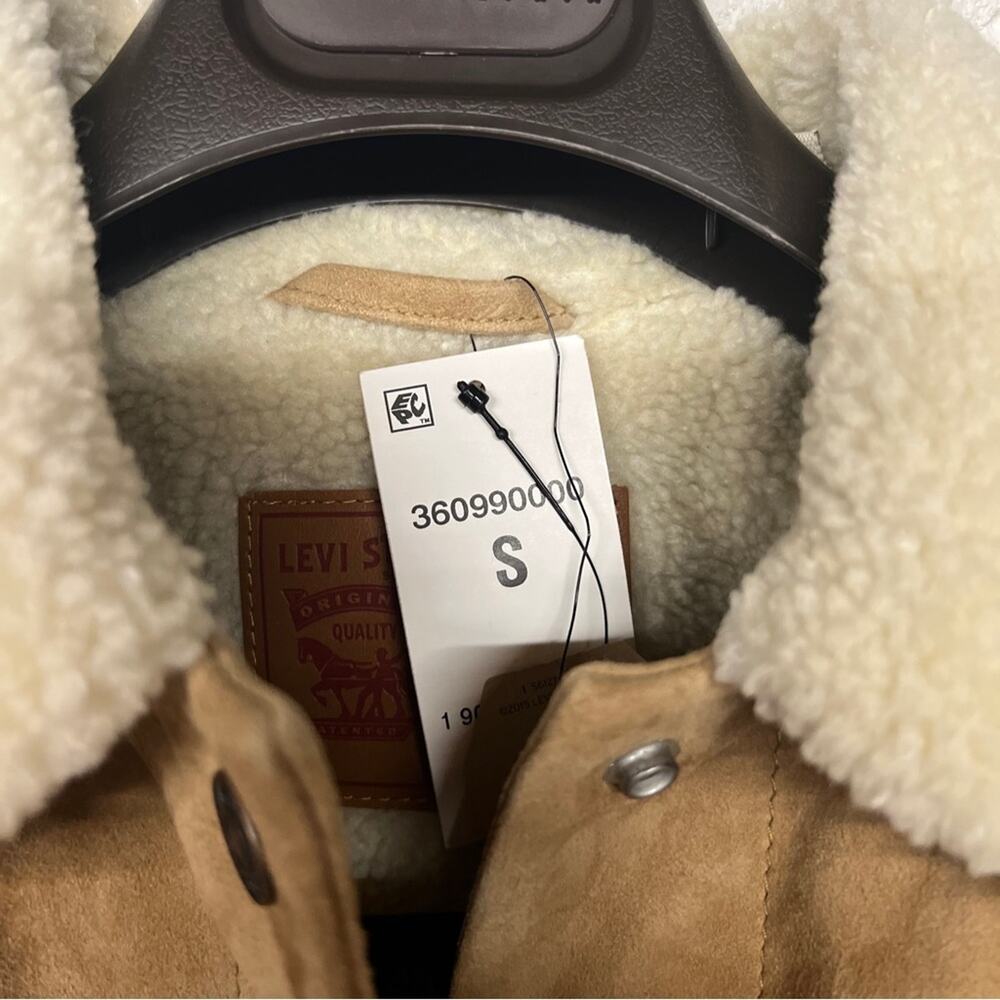 NEW NWT Small S Levi's Dijon Jacket & Coats Suede Sherpa Fur Lined Trucker - Picture 14 of 15